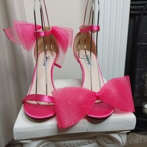 Vertundy Women's Bow Stiletto High Heeled Sandals, Pink 9.5